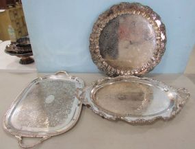 Three Ornate Silver Plate Serving Trays
