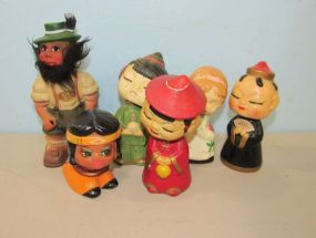 Six Collectible Bobble Head Figurines