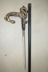 New Metal Dragon Handled Cane Sword