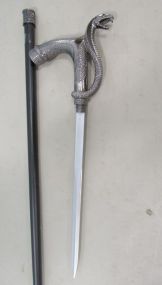 New Metal Cobra Handled Cane Sword