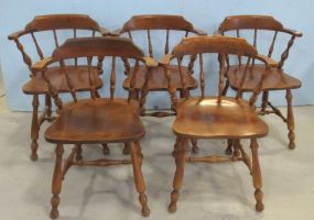 Five Ethan Allen Maple Barrel Chairs