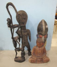 Four Carved Tribal Wood Statues