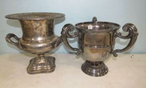 Two Silver Plate Urns