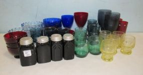 Group of Multi Colored Glassware