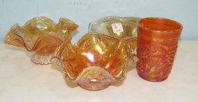 Carnival Style Glass Bowls and Cup