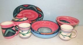 Nine Pieces of Hand Painted Gail Pittman Pottery