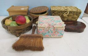 Group of Woven Baskets and Wood Box