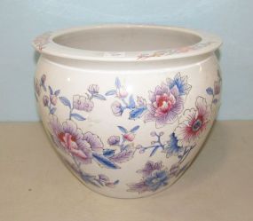 Asian Hand Painted Fish Bowl Planter