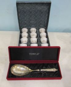 Japanese Porcelain Sany I Cups and Towle Silver Plate Spoon