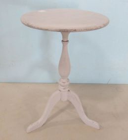Painted Distressed Pedestal Side Table