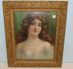 Antique Ornate Frame Print of Lady