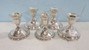 Five Weighted Sterling Candle Holders