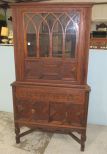 Early 1900's English Oak Corner Cupboard