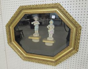 Large Gold Gilt Shadow Box with Bisque Figurines