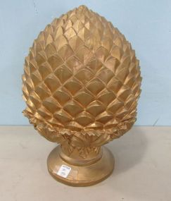 Large Wood Gold Pineapple Statue