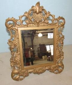 Ornate Metal Gold Color Table Mirror