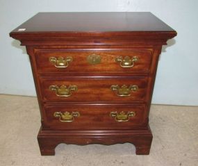 Modern Mahogany Finish Three Drawer Nightstand