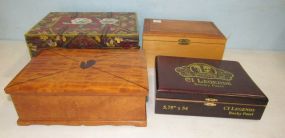 Four Wood Lift Top Storage Boxes