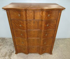 Vintage Oak Bow Front Chest of Drawers