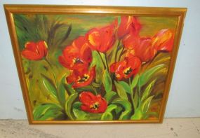 Oil on Canvas Painting of Flowers