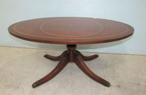 Mahogany Oval Leather Top Coffee Table