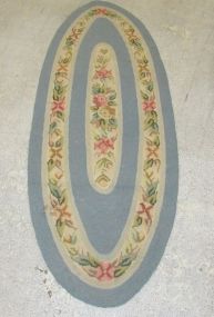 Long Oval Vintage Hooked Rug