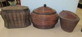 Three Large Decor Woven Baskets