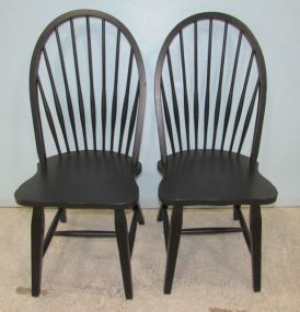 Pair of Modern Black Windsor Style Side Chairs
