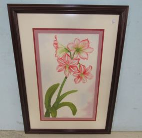 Framed Watercolor of Lily Flower