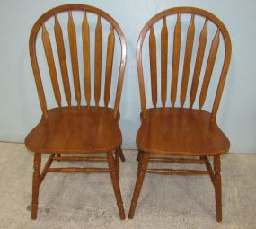 Pair of Modern Oak Windsor Style Side Chairs
