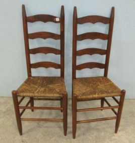 Pair of Woven Seat Ladder Back Side Chairs