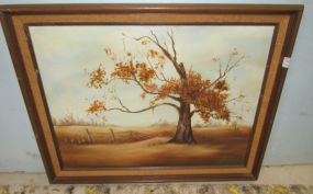 Oil Painting of Tree and Landscape