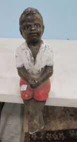 Africa American Boy Fishing Statue