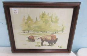Toby Burton Watercolor Print of Buffalo
