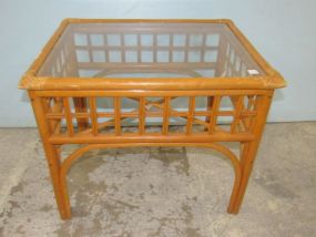 Bamboo Style Glass Top Side Table
