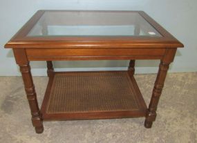 Contemporary Glass Top Two Tier Side Table