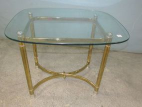 Glass Top Brass Side Table