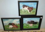 Three Oil on Canvas Paintings of Dogs