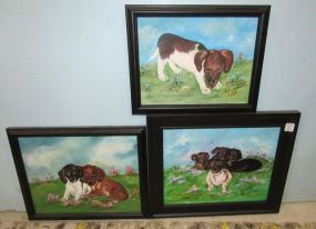 Three Oil on Canvas Paintings of Dogs