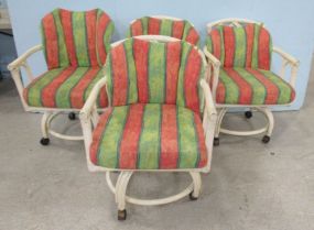 Four White Bamboo Style Club Chairs