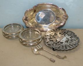 Silverplate Sardine Fork, Trivet, Coasters, Dish