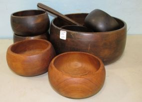 Eight Wood Serving Bowl Set