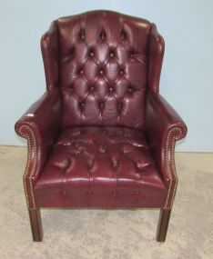 Faux Leather Tufted Wing Back Chair