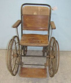 Antique Metal and Wood Wheel Chair