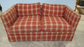Red Striped Two Cushion Settee