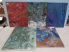 Five Drip Paint Abstract Art Canvases