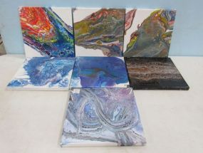 Seven Drip Paint Abstract Art Canvases