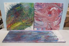 Three Drip Paint Abstract Art Canvases