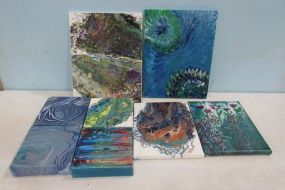 Eight Drip Paint Abstract Art Canvases