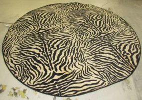 Machine Made Zebra Print Round Area Rug